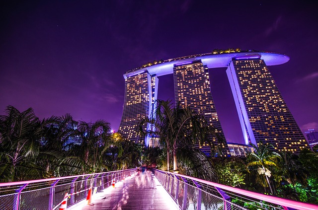 シンガポールの観光スポット ガーデンバイザベイから見るマリーナベイサンズ