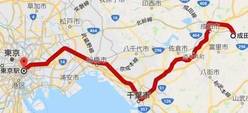 成田エクスプレスの経路