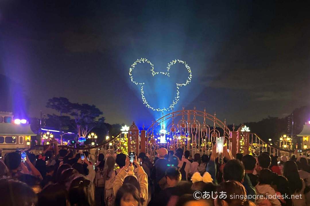 香港ディズニーランドのライトアップミッキー