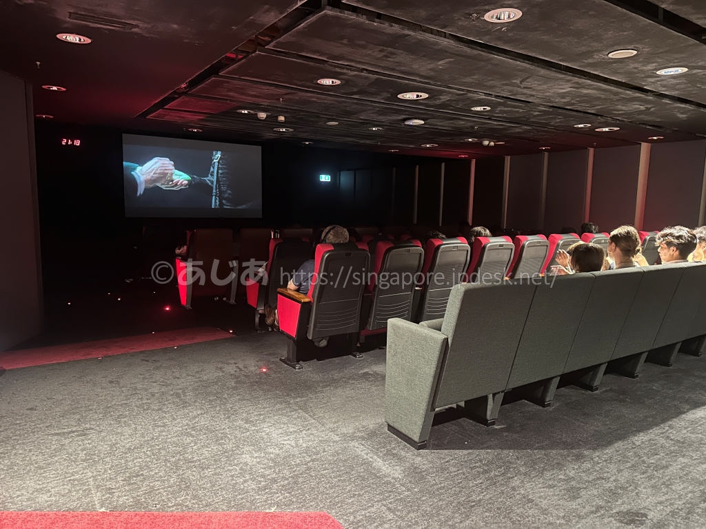 チャンギ空港第3ターミナル無料映画館の客席とスクリーン