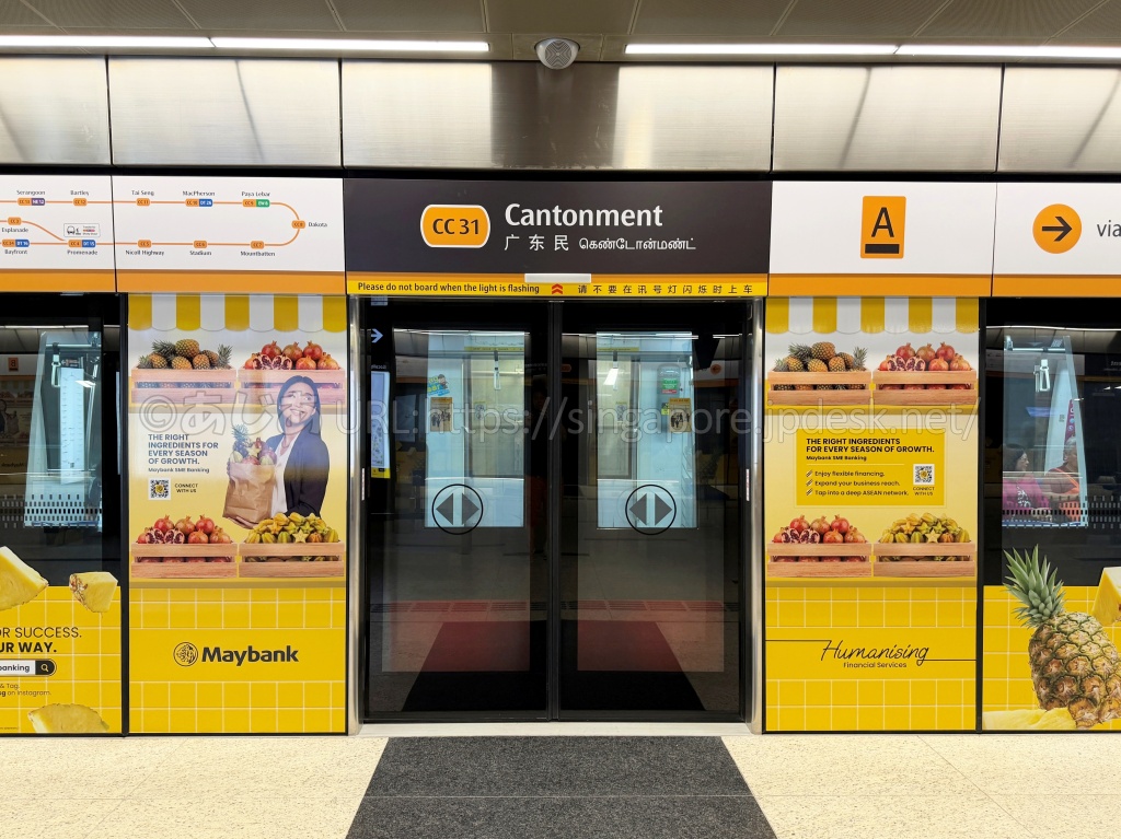 |サークルラインCC31 Cantonment駅のホームドアと駅名標