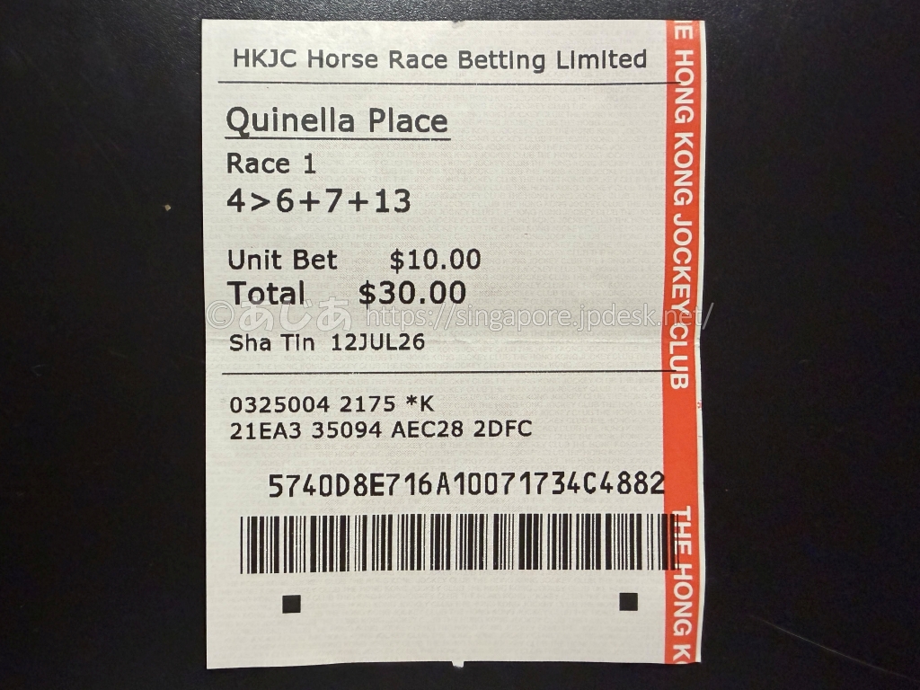 4番を軸に6番7番13番へ流したQUINELLA PLACEワイドの馬券