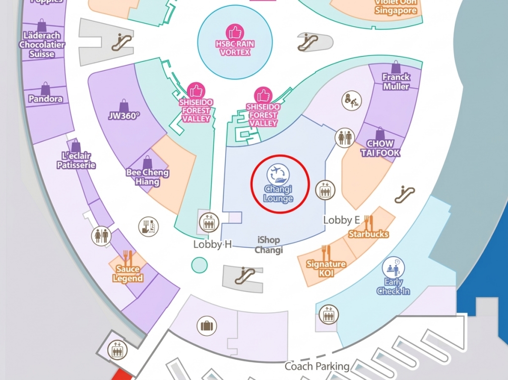 JEWEL1階にあるChangi Loungeの場所を示した館内図