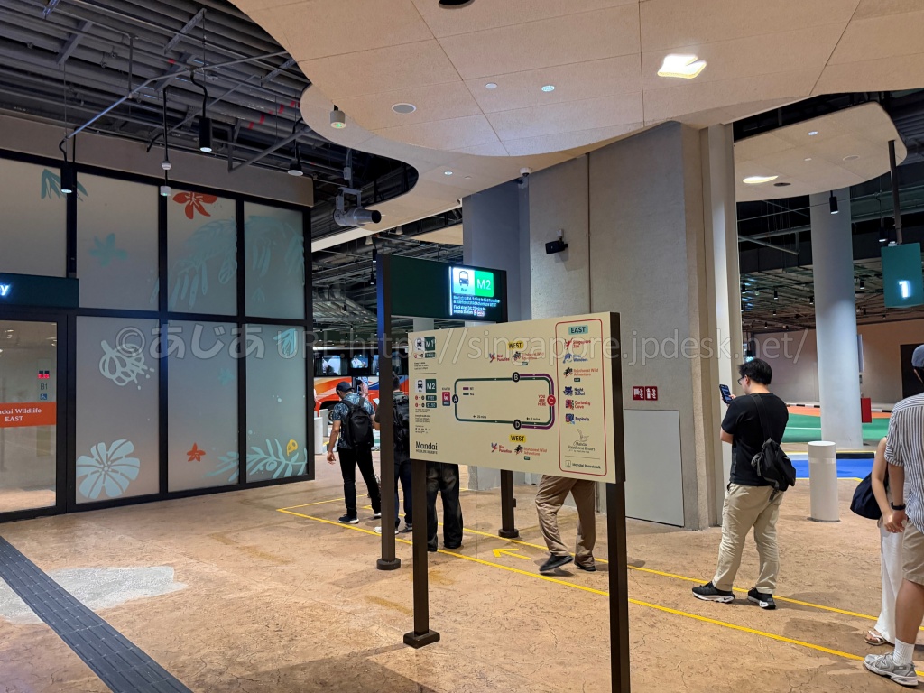 カーティブ駅とMandai Wildlife EAST・WESTを結ぶM2バスのルート案内
