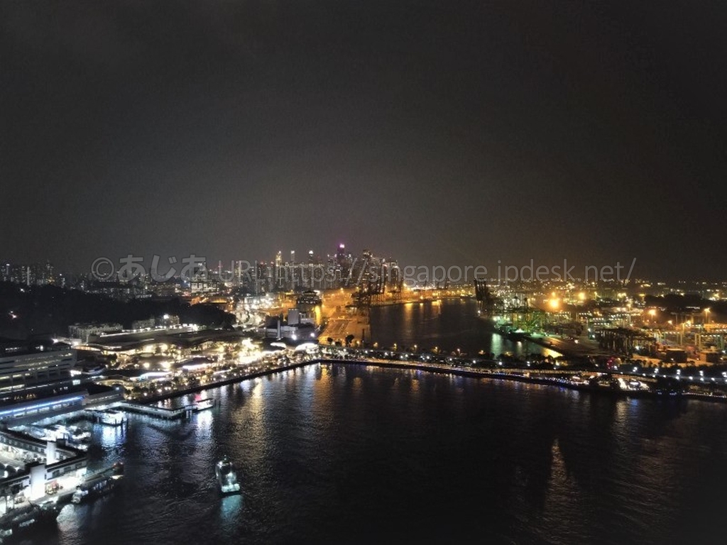 シンガポール・ケーブルカーから眺めるハーバーフロントの夜景