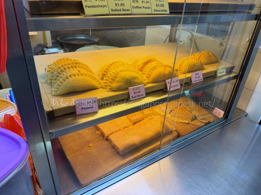 Aunty Oats Pancakeのショーケースに並ぶパンケーキ