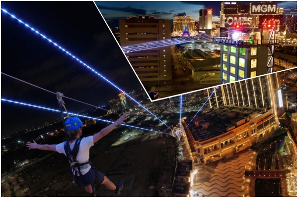 マカオZIPCITYのジップライン体験をまとめた写真